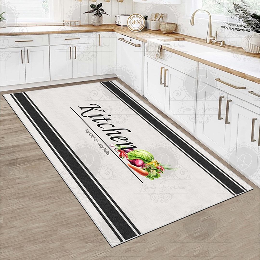 Sofra - Non-Slip Kitchen Printed Rug