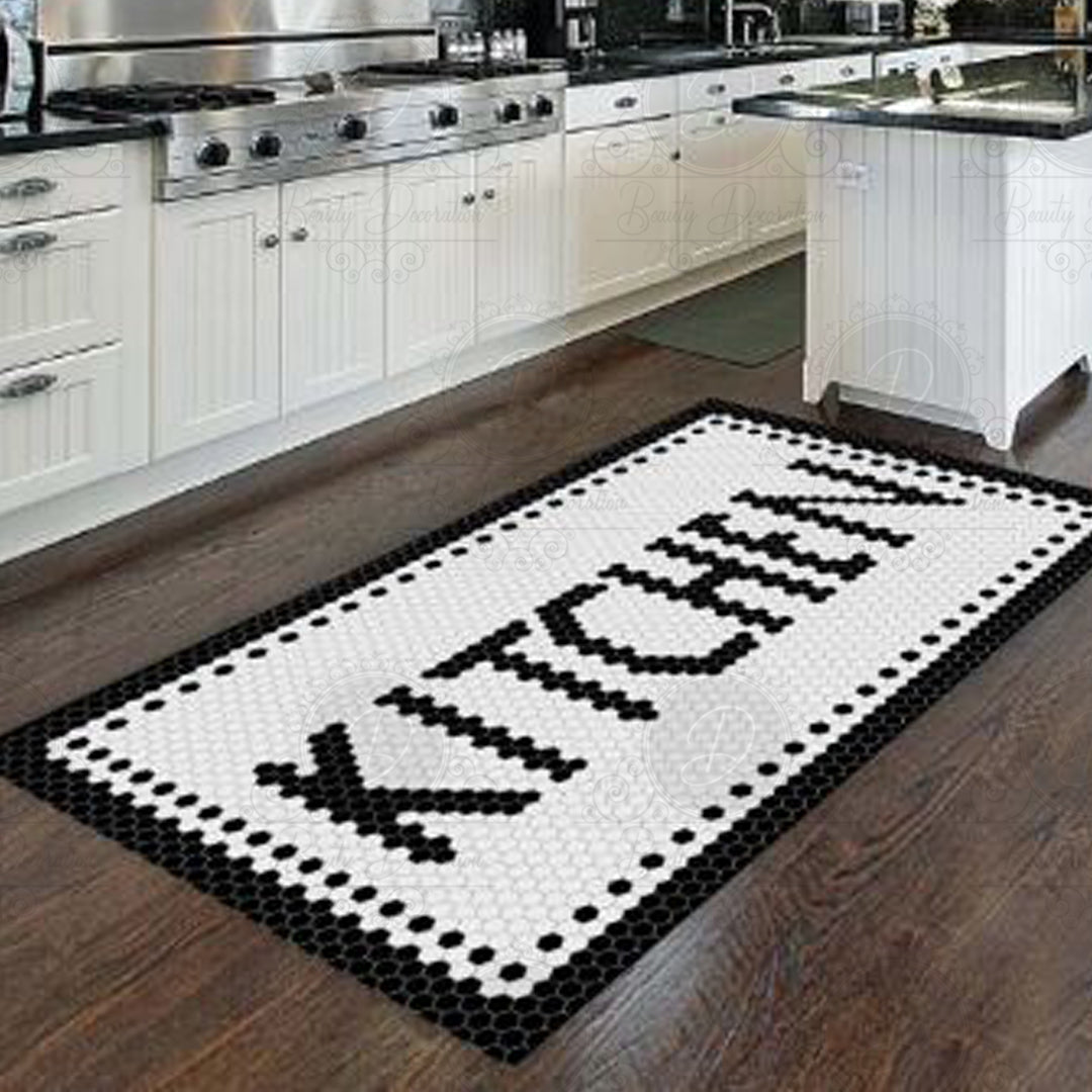 Pirsa - Non-Slip Kitchen Printed Rug