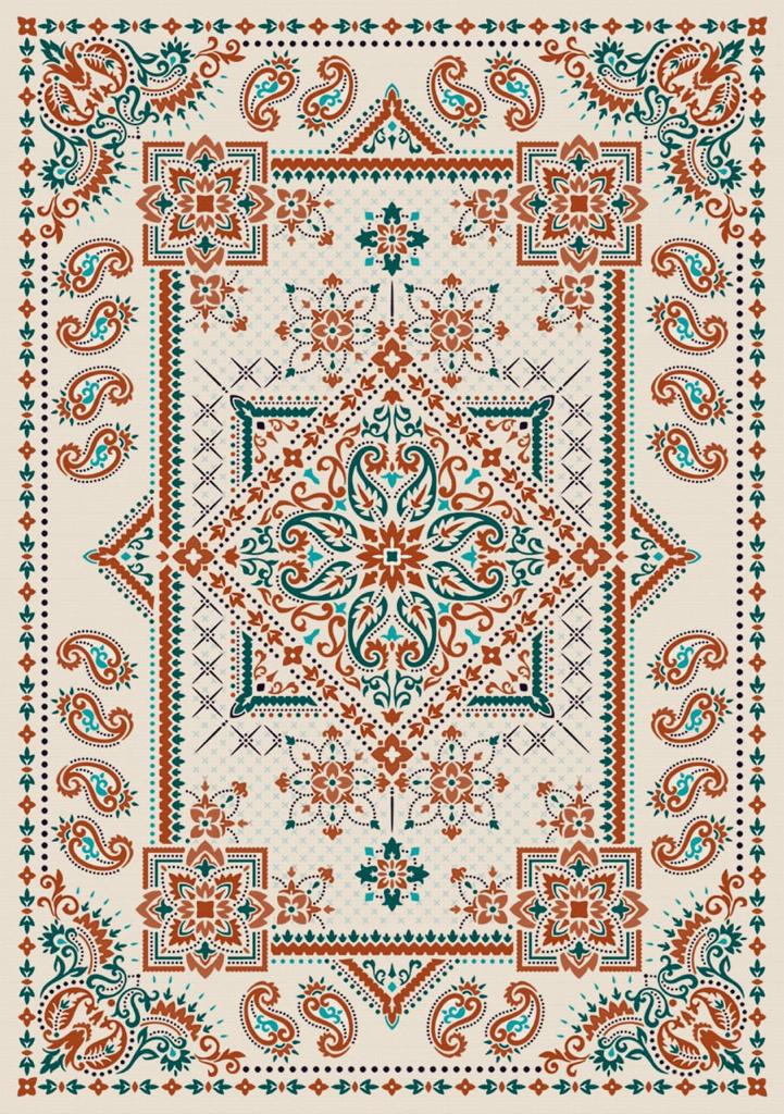 Qalb - Chic Soft Area Printed Rug