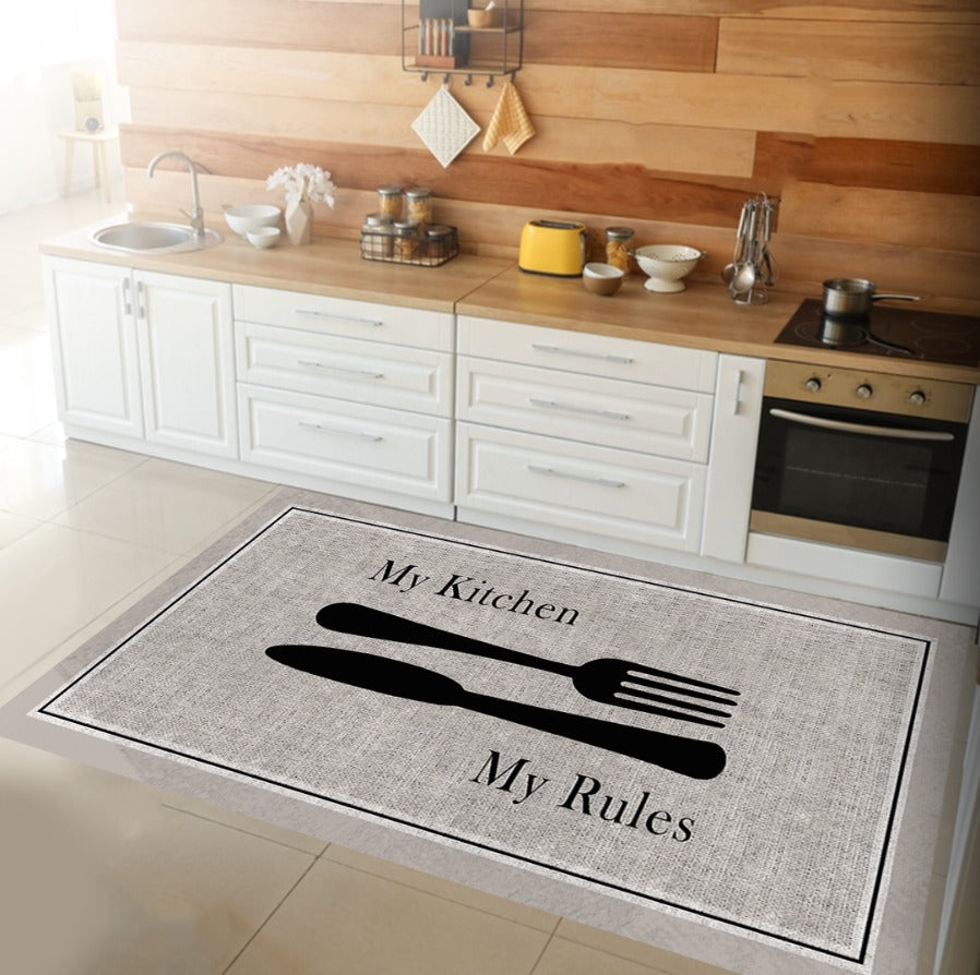 Fork - Non-Slip Kitchen Printed Rug