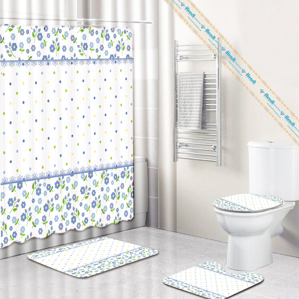 Blue Flowers Bath Mat Collection