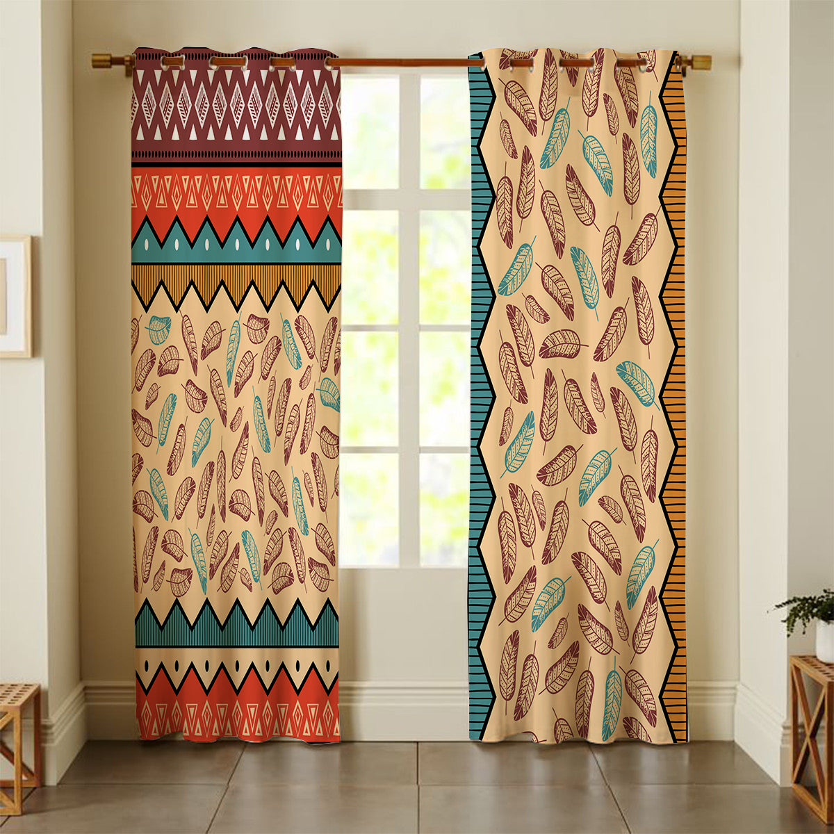Colorful Feathers Curtain