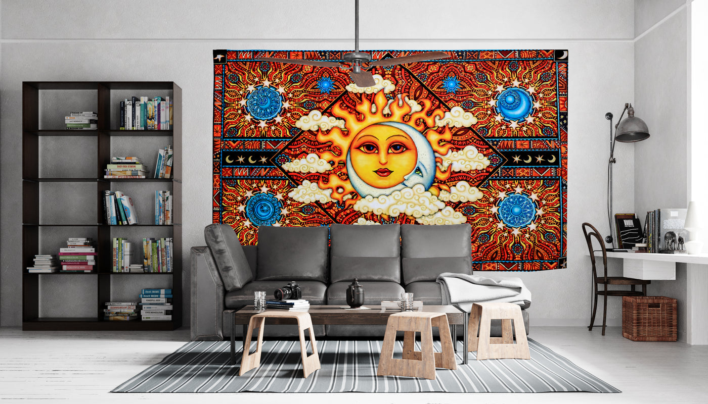 Hippie Sun & Moon Tapestry