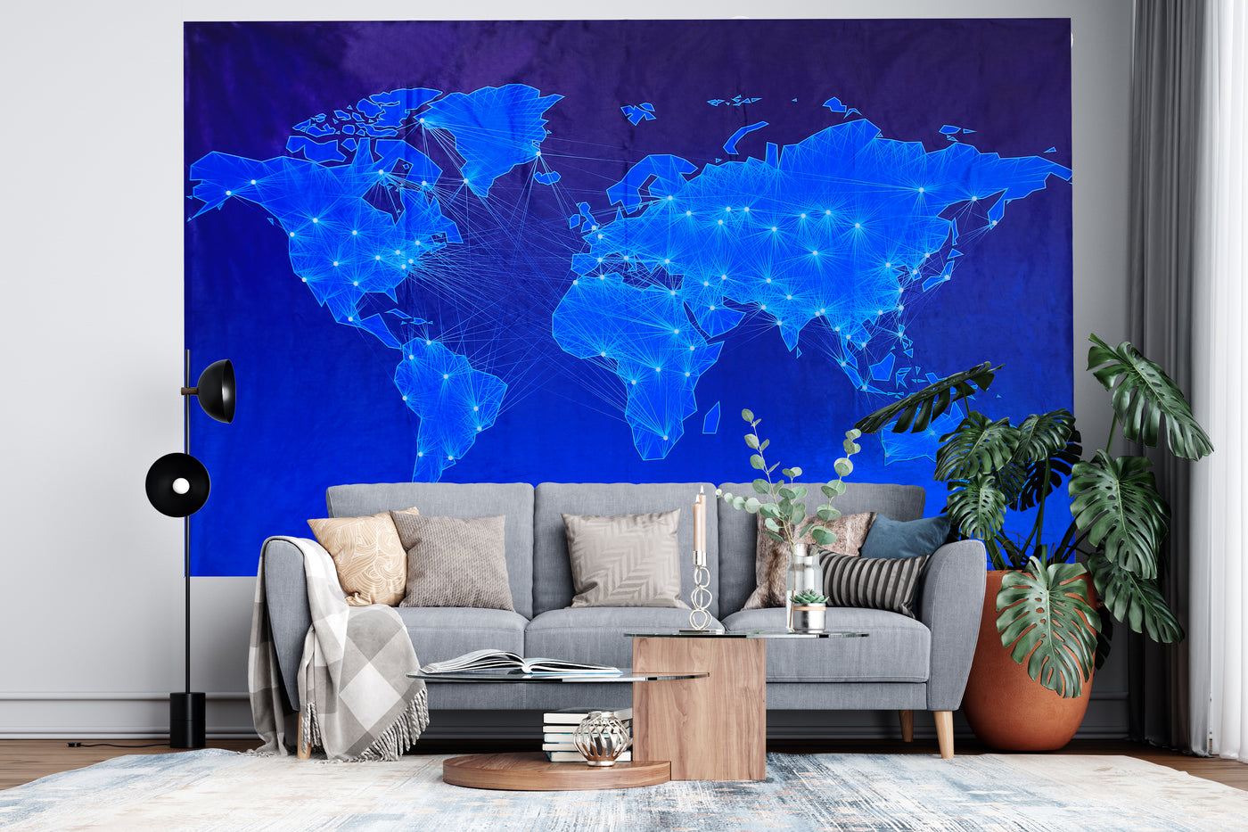World Map [Blue] Tapestry