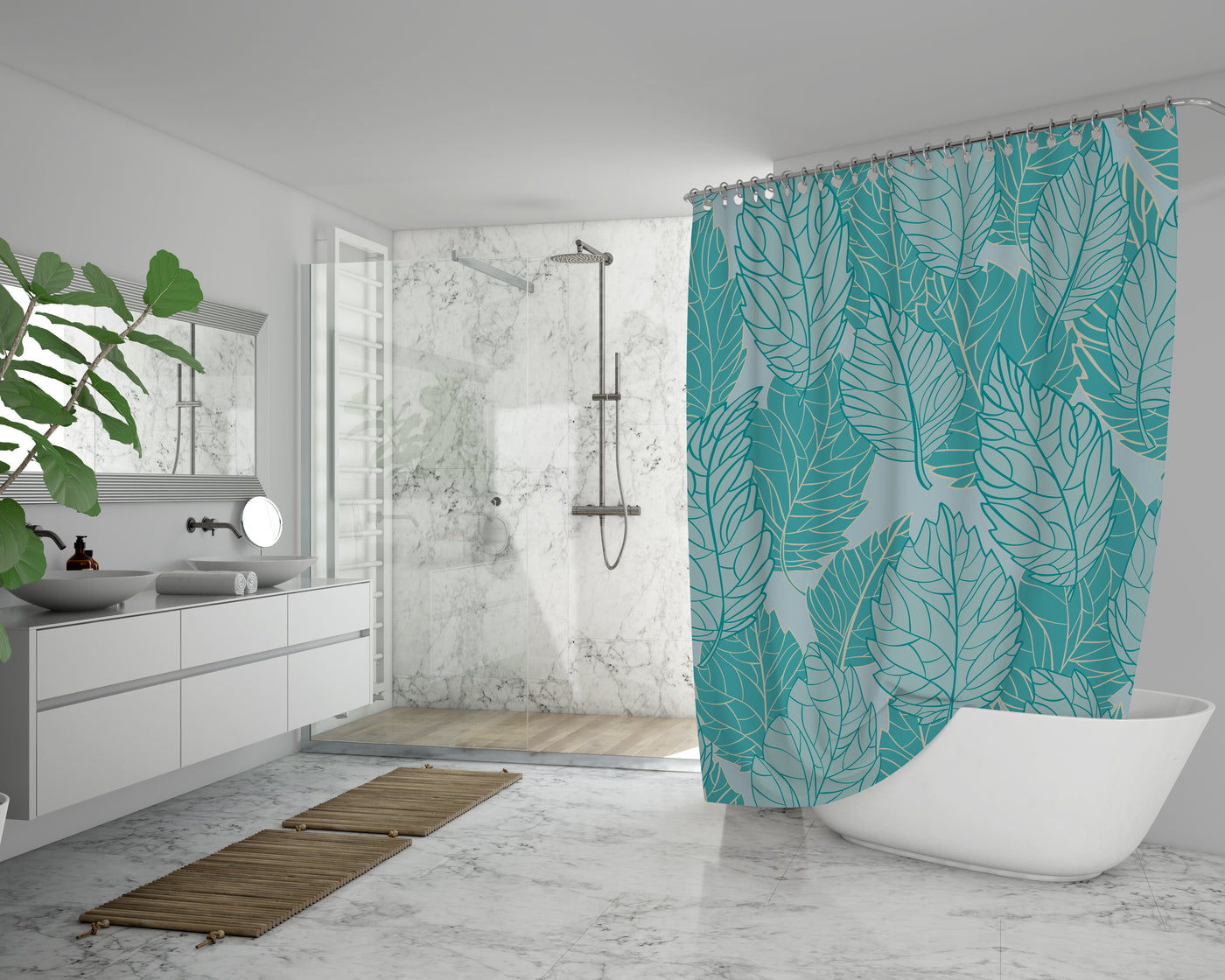 Greeny Leaves Shower Curtain