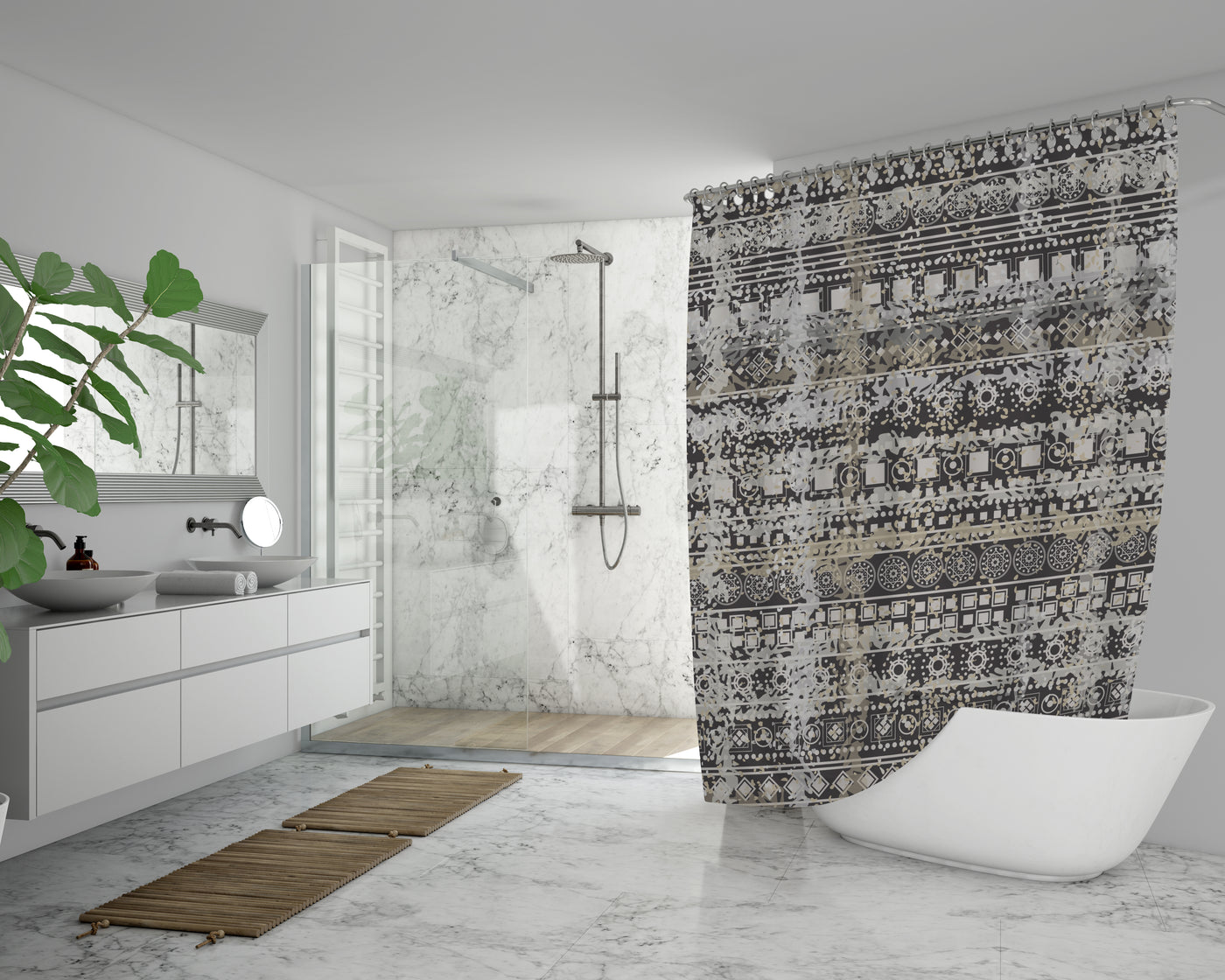 Gray Shapes Shower Curtain