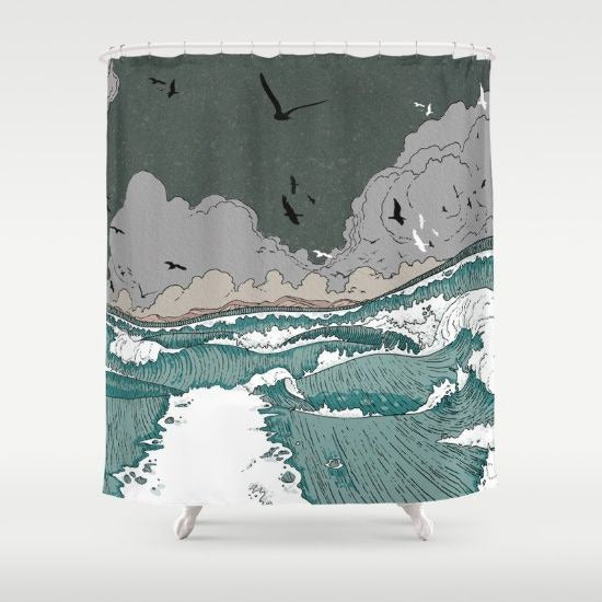 Angry Waves Shower Curtain